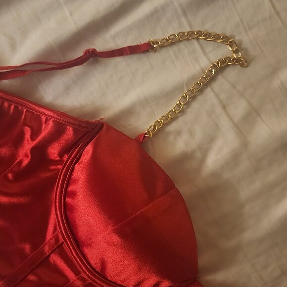 Silky red corset top - Picture 6 of 6